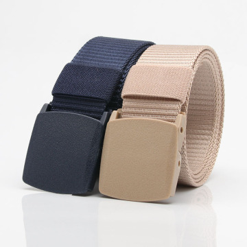 Casual Men Belt Snap Outdoors Military Adjustable Training Anti Allergy Plastic Buckle Without Metal Belt Polyester Fiber Belt