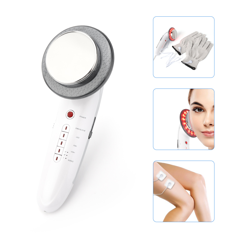 6 In 1 EMS Ultrasonic LED Cavitation Galvanic Ultrasound Body Slimming Infrared Weight Lose Therapy Massager Facial Care Machine