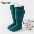 ZAFILLE Newborn Baby Socks Solid Knee Length Socks With Bow Deco Princess Socks For Babies Girl Anti Slip Socks Baby Accessories