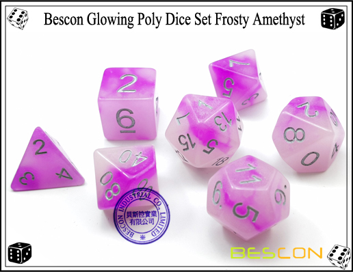 Bescon Glowing Poly Dice Set Frosty Amethyst-7
