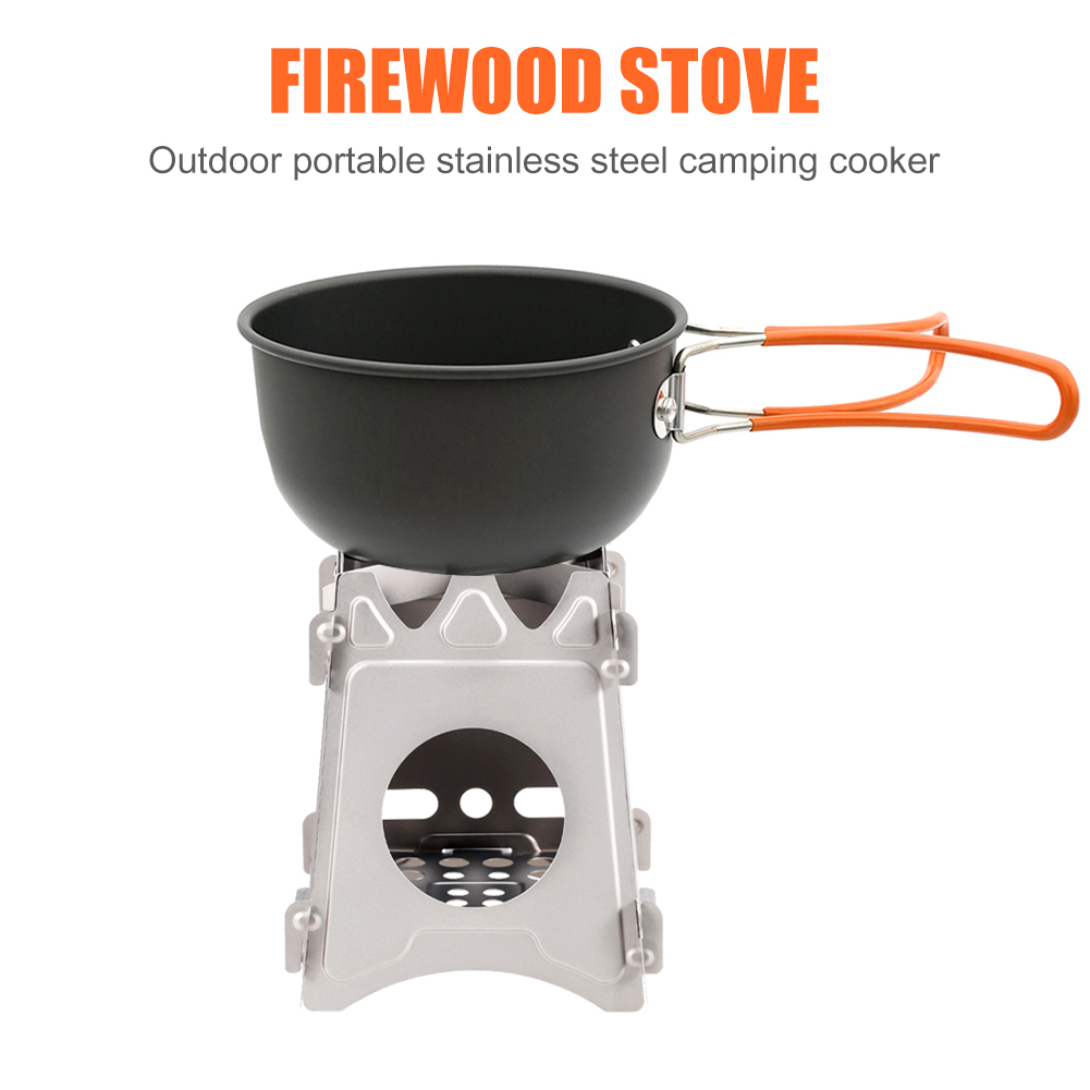 Practical Stainless Steel Wood Stove Durable Multi-functional Outdoor Survival Hiking Camp Tourist Folding Cooker
