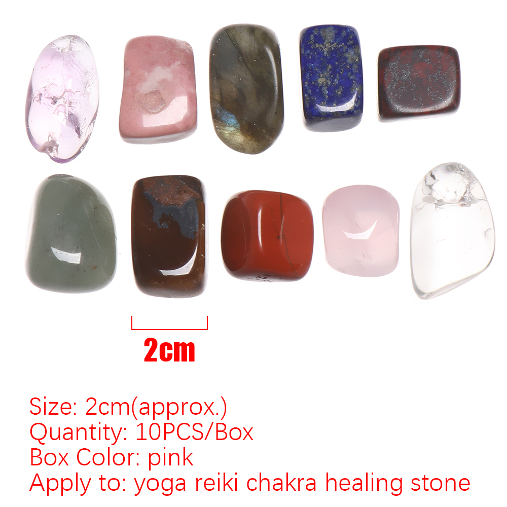 10PCS/Box Natural Tumbled Rock Mineral Specimens Raw Gemstone Chakra Healing Stone Crystal Gravel Yoga Reiki Polishing Quartz