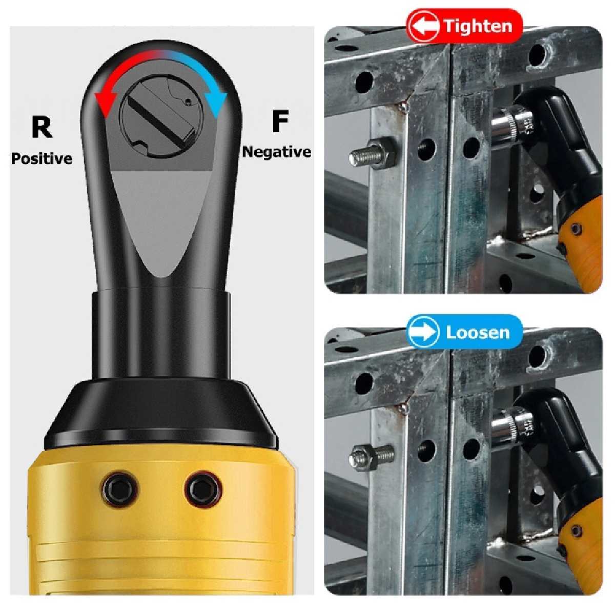 Efficient 12V Electric Wrench Angle Drill Screwdriver 3/8 Cordless Ratchet Wrench Scaffolding 65NM With 1/2 Lithium-Ion Battery