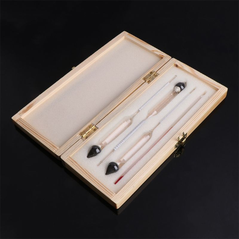 Hydrometer Tester Vintage measuring bottle wooden box Set Tools Alcoholmeter Alcohol Meter Wine Concentration Meter Au22 19