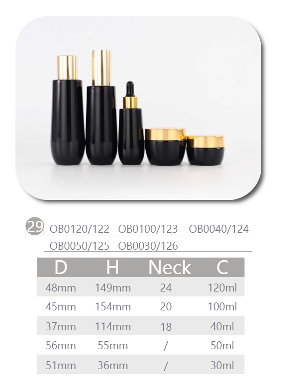 40ml black glass bottle with golden dropper