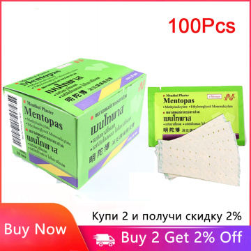 100 Pcs Thailand Mentopas Pain Relief Plaster For Neck Muscle Aches Pain Muscular Fatigue Arthritis Relief Plaster