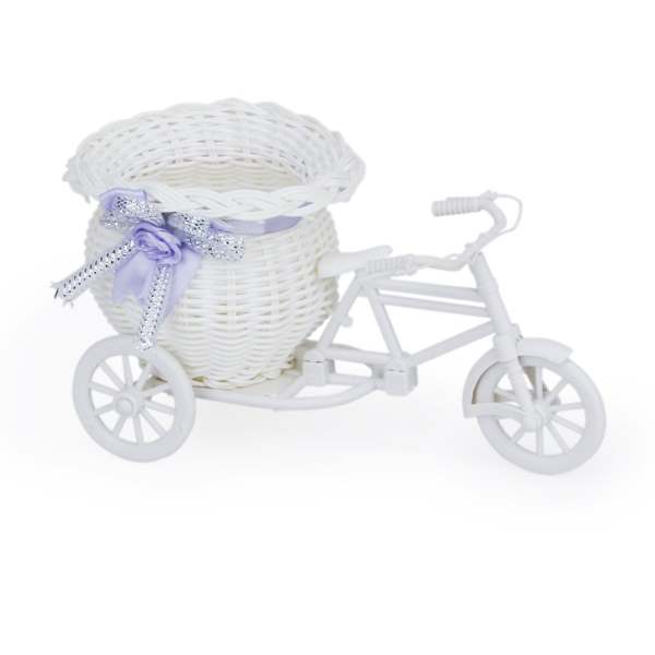2016 Hot Sale New Plastic White Tricycle Bike Design Flower Basket Container For Flower Plant Home Weddding Decoration