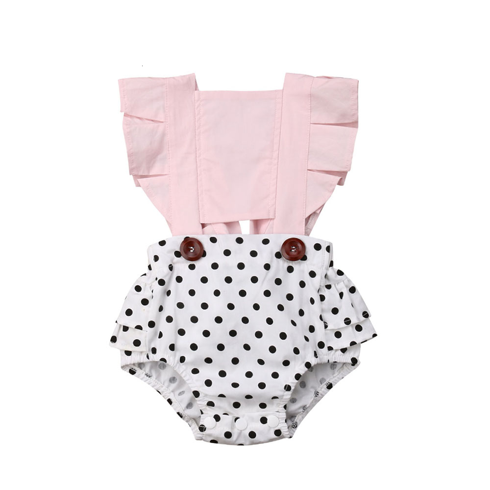 Newborn Baby Girl Dot Bodysuit Cute Newborn Baby Boy Clothing Set Backless Splice Jumpsuit Outfits Summer Sunsuit 3-24 Months