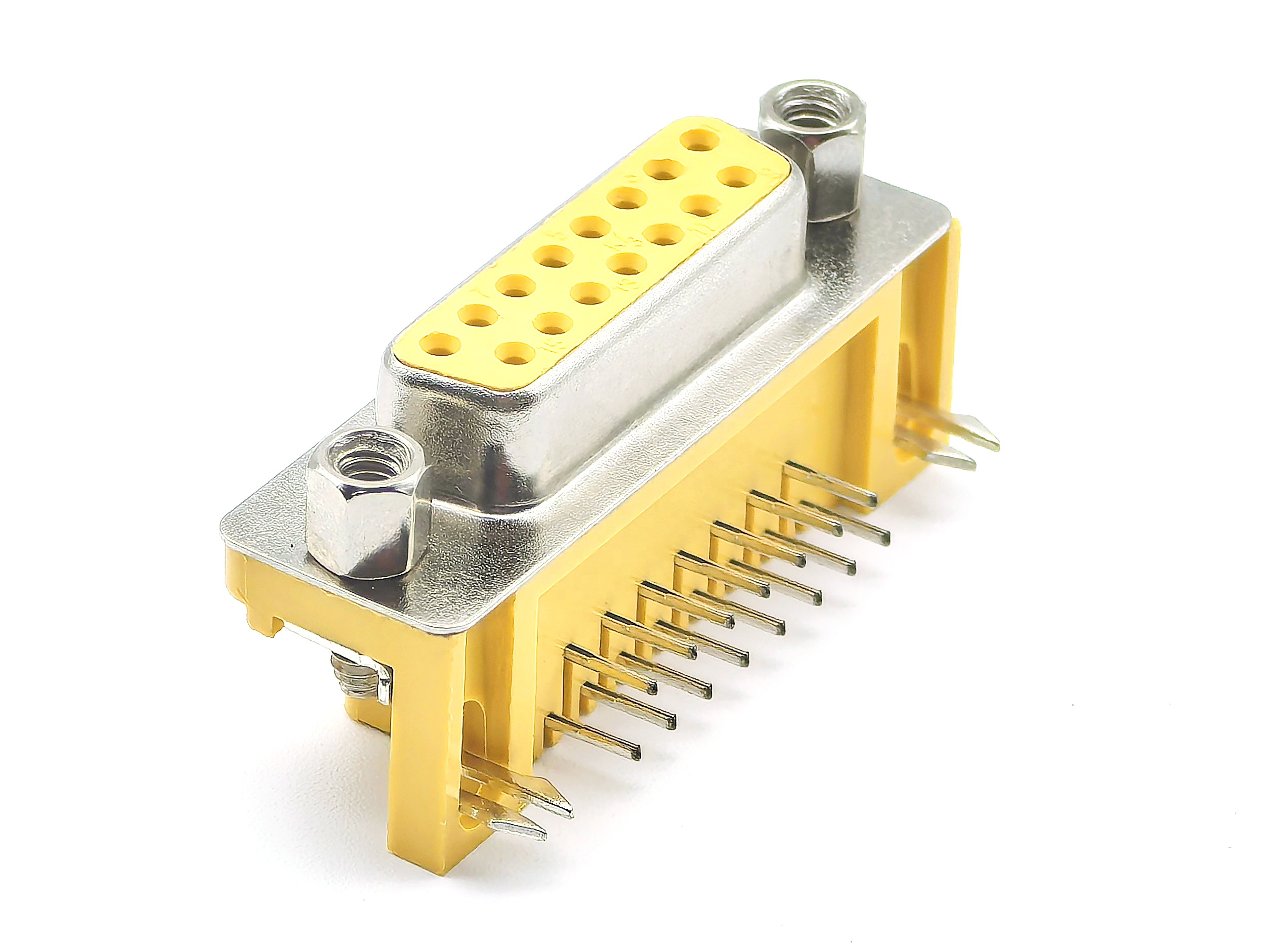 D-SUB Female Right Angle DIP Rivet TYPE With Boardlock & Front Jackscrew Foot Print=8.08mm 15P