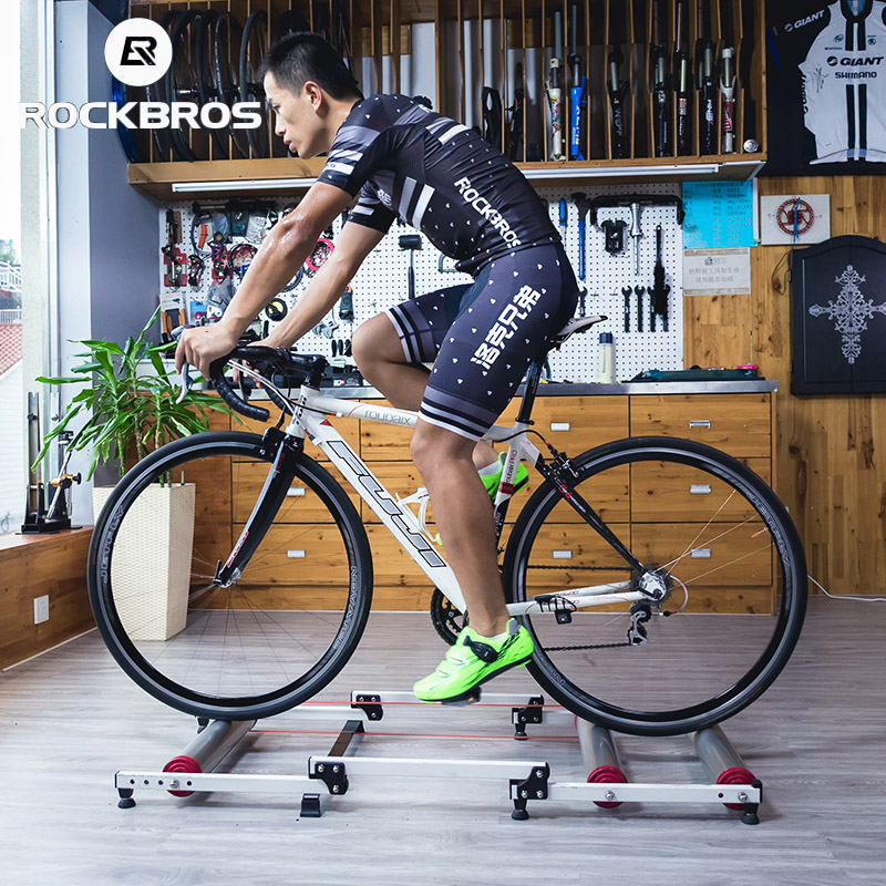 ROCKBROS Bicycle Roller Trainer Stand Bike Exercise Bike Training Indoor Silent Folding Trainer Aluminum Alloy For MTB Road Bike