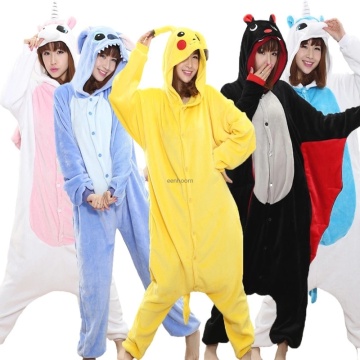 Kigurumi Winter Animal Pajamas Sleepwear Kids Unicorn Pajamas Onesie Sets Women Men Unisex Adult Flannel Nightie Overalls