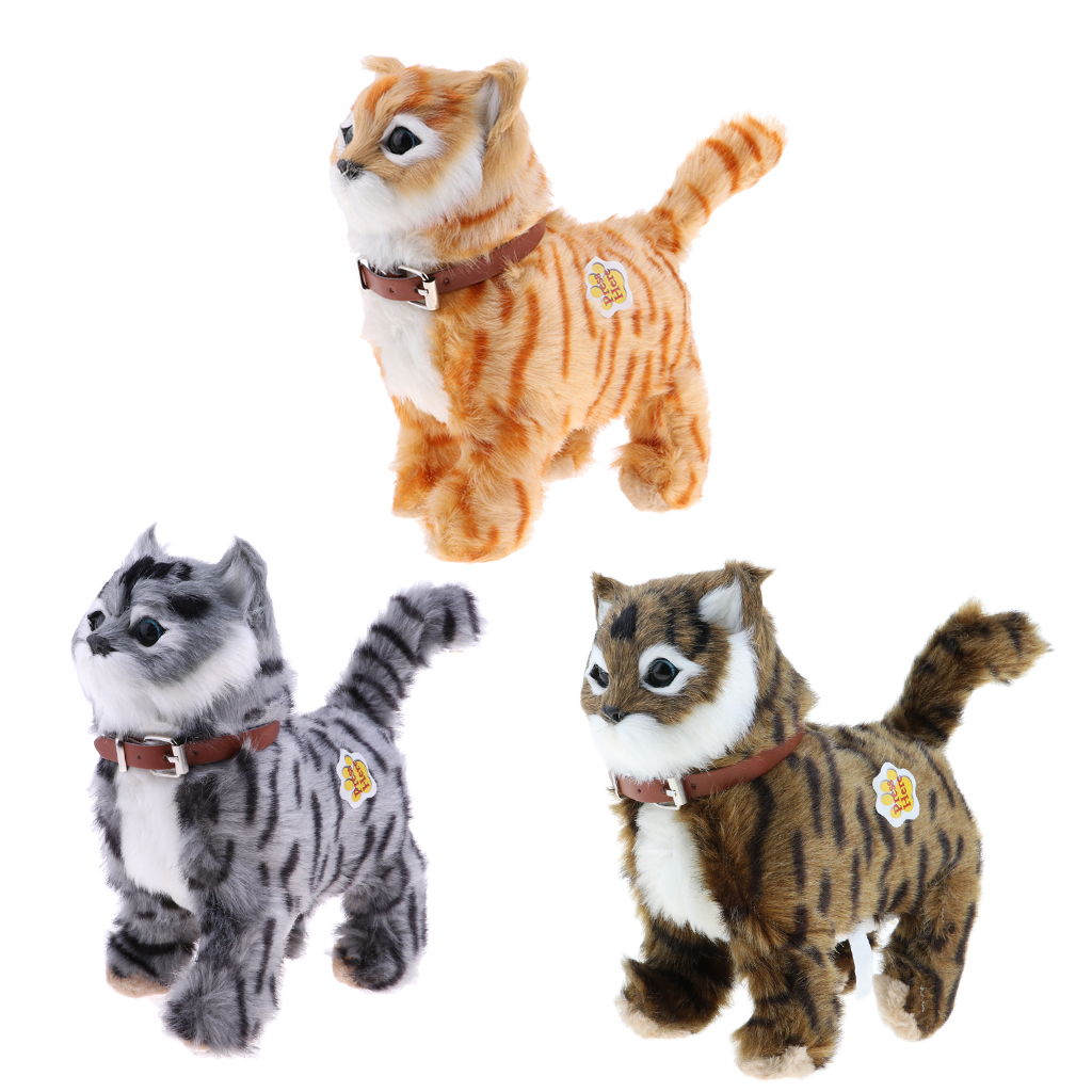 Walking Stuffed Animal Plush Cat Toy with Meow Sounds & Music for Kids Boys and Girls, 8 inches