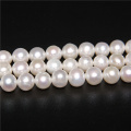 Grade A 7-8mm White Near Round Pearl Beads High Quality Freshwater Natural Pearls For Jewelry Making DIY Necklace 14' Strand'