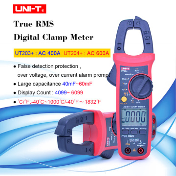 UNI-T Digital Clamp Meter True RMS AC DC current UT203+ UT204+ 400-600A Auto Range Clamp current tester Multimeter