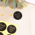 120pcs/Lot Cute Gold Thank you Love Round Black Handmade Cake Packaging Sealing Label Kraft Sticker Baking DIY Gift Stickers