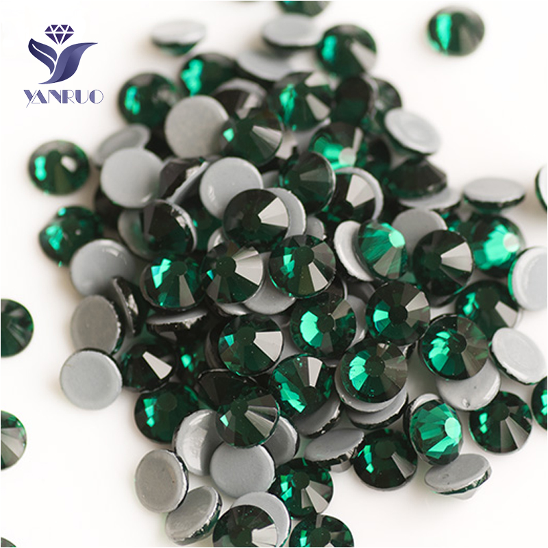 YANRUO 2058HF SS20 Emerald 1440Pcs Strass Hot Fix Rhinestones Adhesive Flat Back DIY Hotfix Glass Crystal For Crafts