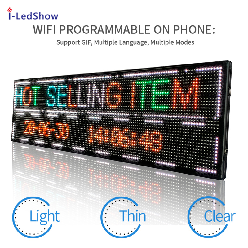 21" x 6.2" P4 32x128 pixels Indoor full scrolling message LED sign board Mobile APP control LED display Programmable LED panel