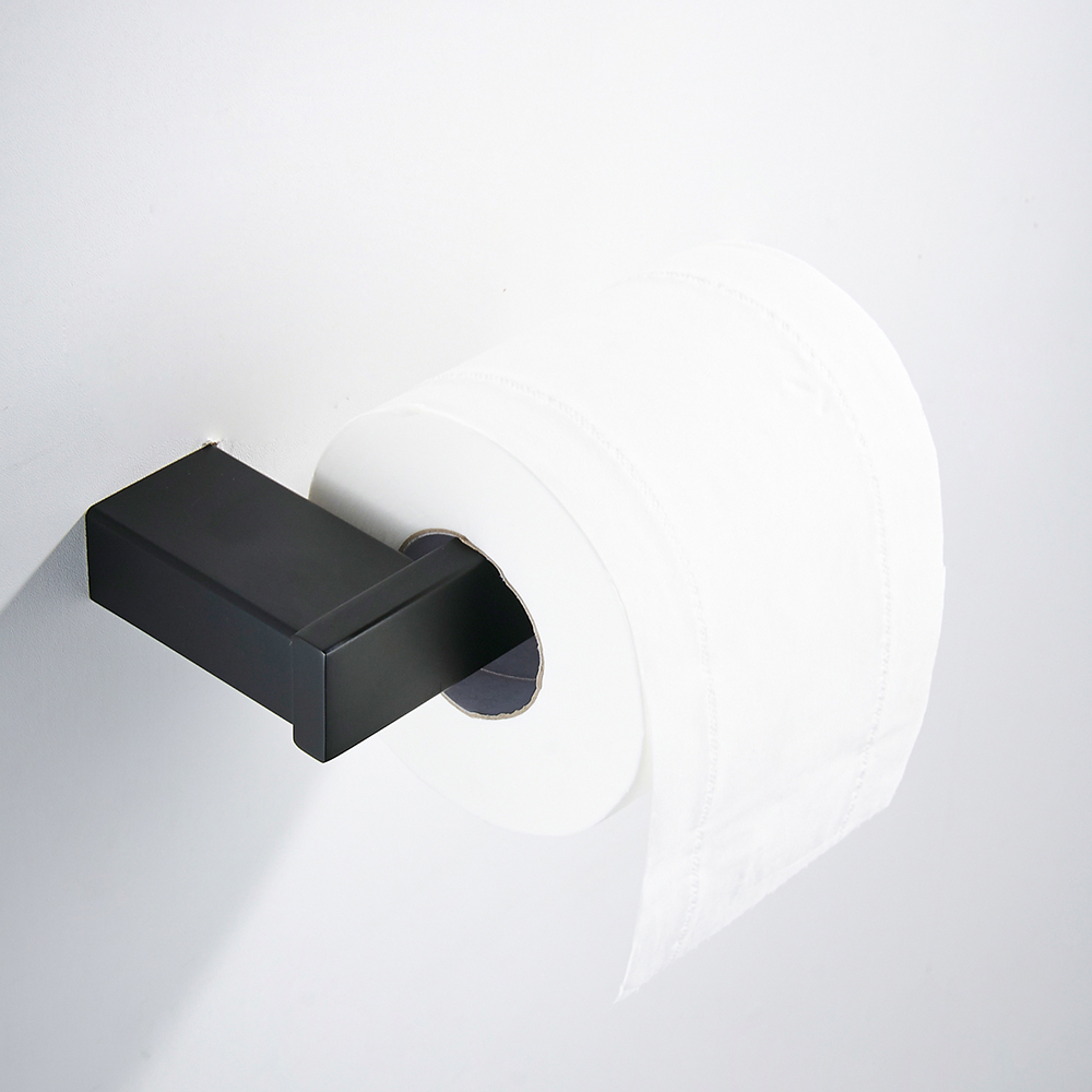 Rozin Bathroom Hardware Set Matte Black Paper Holder Towel Rail Rack Robe Hook Toilet Brush Holder Bathroom Accessories
