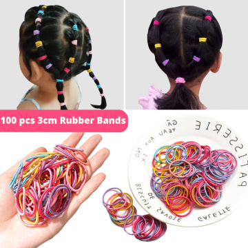 New 100 PCS 3CM Nylon Rubber Bands Children Safe Elastic Hair Bands Ponytail Holder Kids Hair Accessories Headwear 2020 DIY