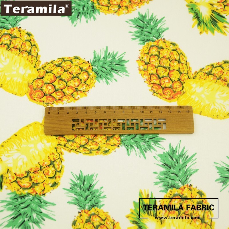 Teramila Cotton Poplin Fabric High Quality Bedding Clothing Fresh Pineapples Design Tissue Shirt Dress Crafts Patchwork Textile