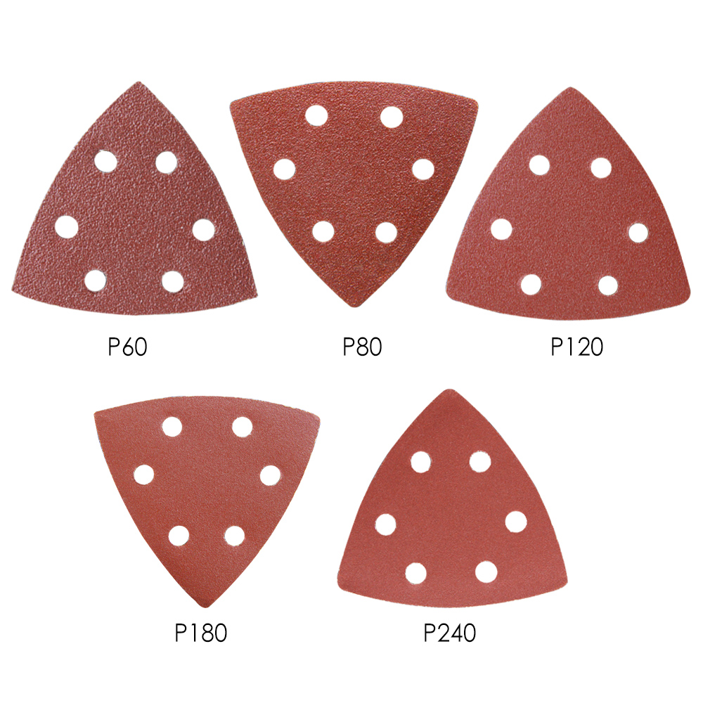 20PCS Sanding Sheets 90*90mm 6 Hole Triangle Sandpaper Aluminum Oxide Hook & Loop Abrasive Sanding Disc For Wood Sanding