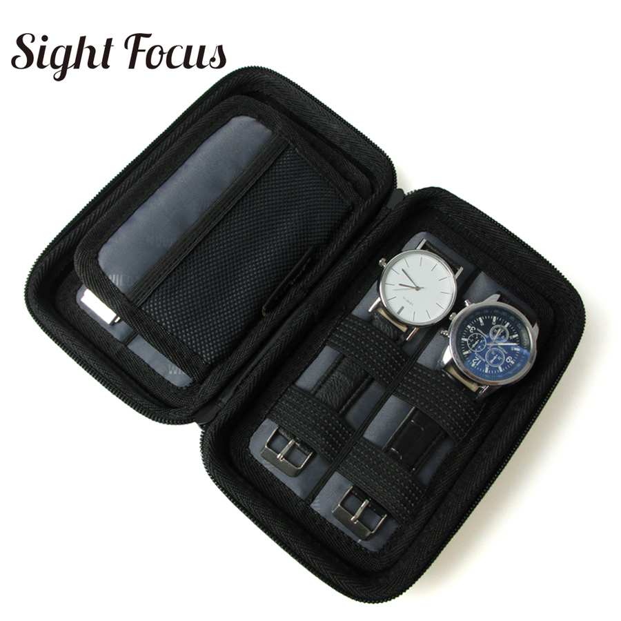Black Hard Shell 4 Slot Watch Box Case Waterproof Travel Watch Storage Bag for Suunto Holder Portable Watch Strap Band Organizer