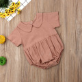 2019 Baby Summer Clothing Cute Infant Baby Girls Boys Solid Bodysuits Peter Pan Collar Jumpsuits Outfits Clothes Casual Playsuit