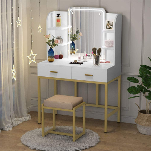 Supply LED Lighted Mirror Vanity Set with Cushioned Stool with High Quality