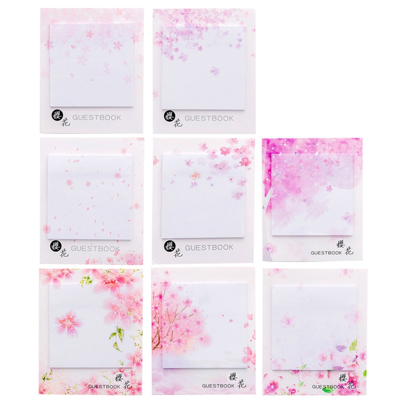 2020 Fresh Cherry Sakura Natural Memo Pad Sticky Notes List Escolar Papelaria School Supply Label