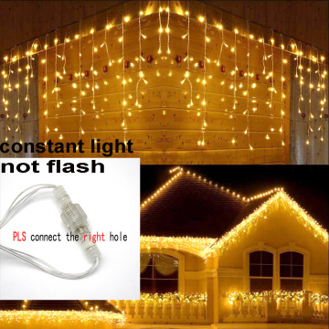 8m-48m Christmas Garland LED Curtain Icicle String Light 220V Droop 0.4-0.6m Mall Eaves Garden Stage Outdoor Decorative Lights