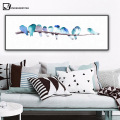 Watercolor Animal Birds Poster Minimalist Art Canvas Painting Wall Picture Long Banner Print Modern Home Room Decoration 388