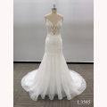 Women Sexy Backless Appliqued A Line V Neck Mermaid Tail Wedding Dress