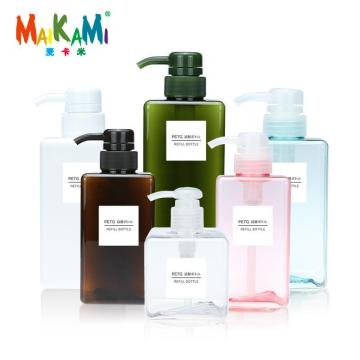 MAIKAMI 100ml 250ml 450ml 650ml Lotion Bottle Square Petg Press Plastic Bottle Shampoo Face Wash Bottle