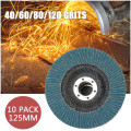 10PCS 125mm Professional Flap Discs 5 Inch Sanding Discs 40/60/80/120 Grit Grinding Polishing Wheels Blades For Angle Grinder