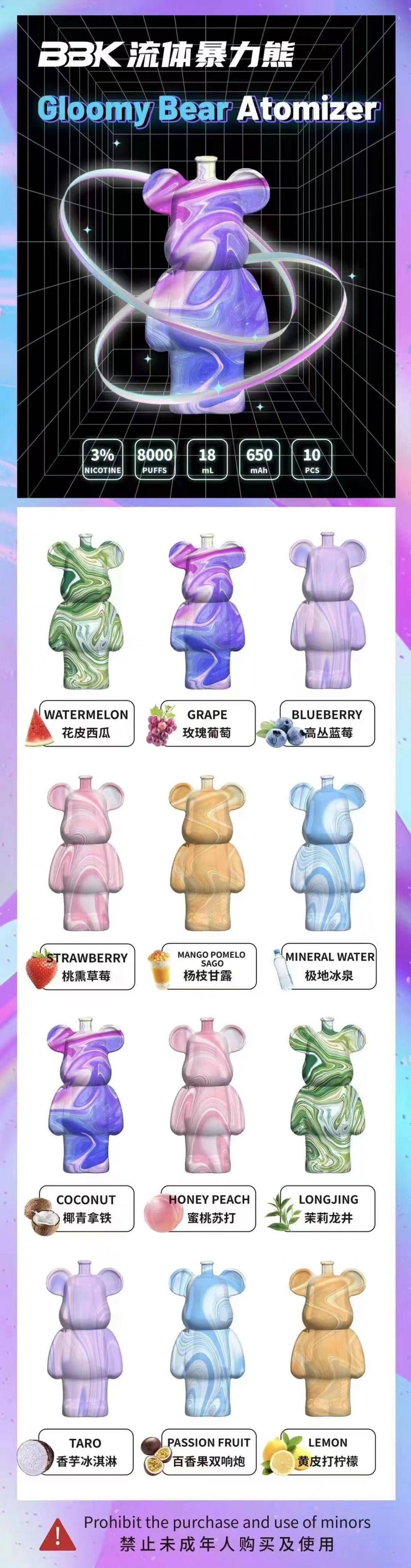 Bkmax Gloomy Bear 8000puffs 30mg Disposable Vapes