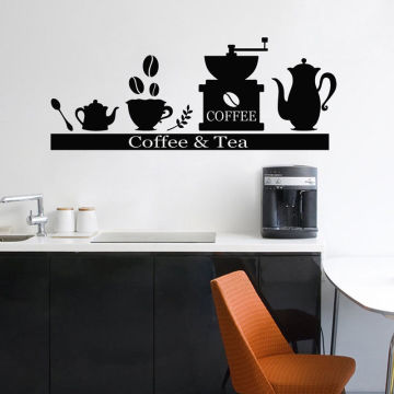 Vinyl Wall Sticker Decals Coffee Machine Coffee Machine Tea Cup Holder Shelf Kitchen Living Room Decoration Art Poster ZX560