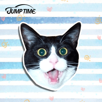 Jump Time 13cm x 11.6cm Impressed Cat Head Meme Decal Vinyl Funny Stickers Car Styling Waterproof Decal Motor Car Accessories