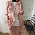 DEAT 2021 New Spring And Summer Notched Collar Full Sleeves Satin Fabtric Single Breasted Blazer Female top WM14911
