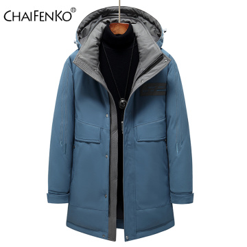 CHAIFENKO Brand Winter Warm Down Jacket Men Casual Windproof Long Thick Hooded windbreaker Coat Men Solid Fashion Parkas Men 3XL