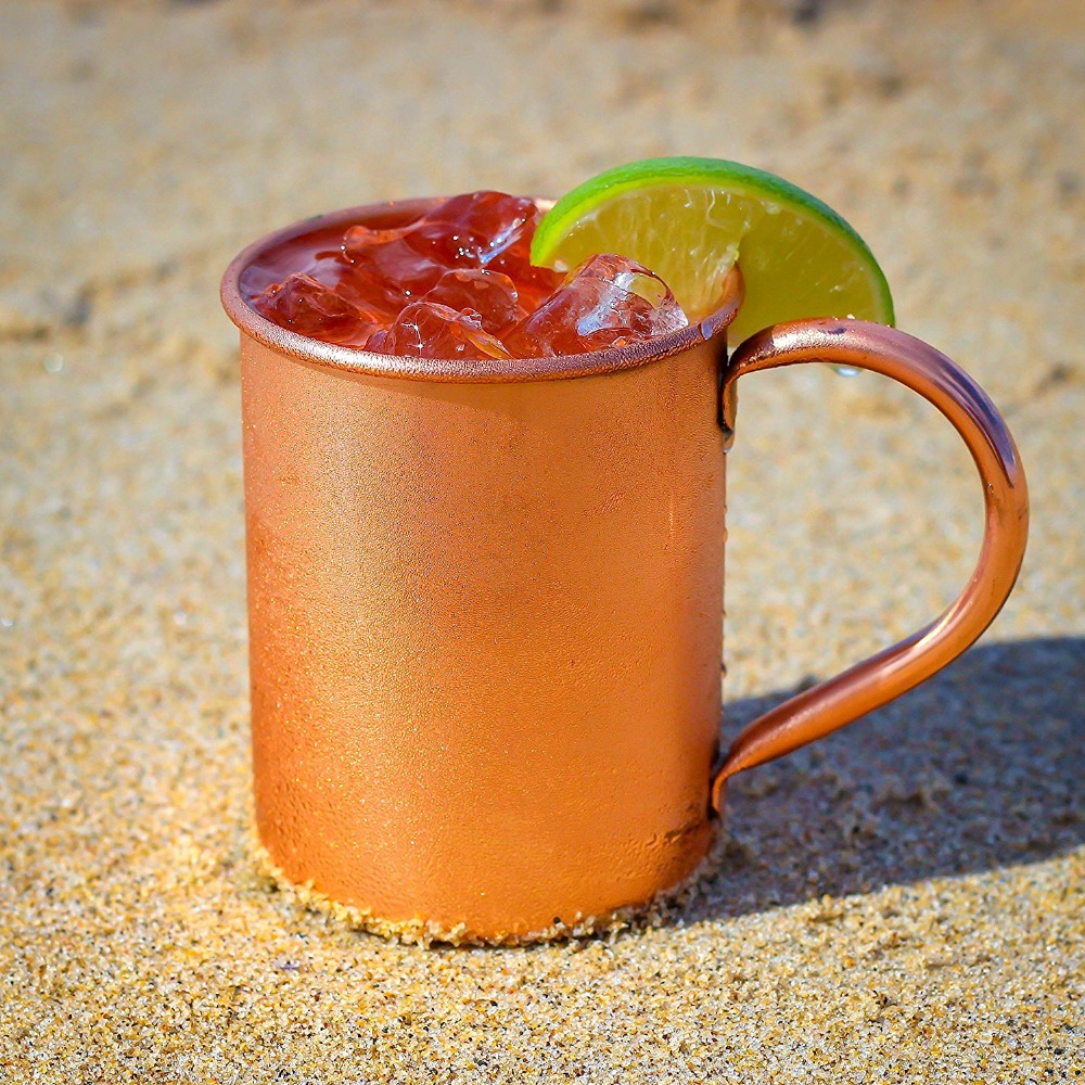 Realand 100% Pure Copper Moscow Mule Mug 14 and 16OZ Solid Smooth without Inside Liner for Cocktail Coffee Beer Milk Water