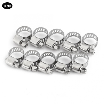 10pcs Iron Galvanized Drive Hose Clamp Tri Clamp Adjustable Fuel Line Pipe Worm Gear Clip Clamp Tube Fasterner 8mm Spring Clip