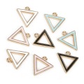 15mm Zinc Alloy Metal Pure Color Enamel Hollow Geometric Triangle Shape Charm Pendant For DIY Earring Necklace Jewelry Findings