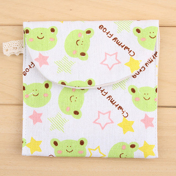 Cute Cartoon Cotton Linen Sanitary Pads Pouch Organizer Purse Napkin Towel Storage Bags Cosmetic Pouch Case Sanitary Napkin Bag