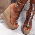 Dipsloot Girls Clear PVC Platform Wedge Sandals Summer Fashion Buckles Bling Bling Diamond Crystal High Heel Sandals Shoes Woman