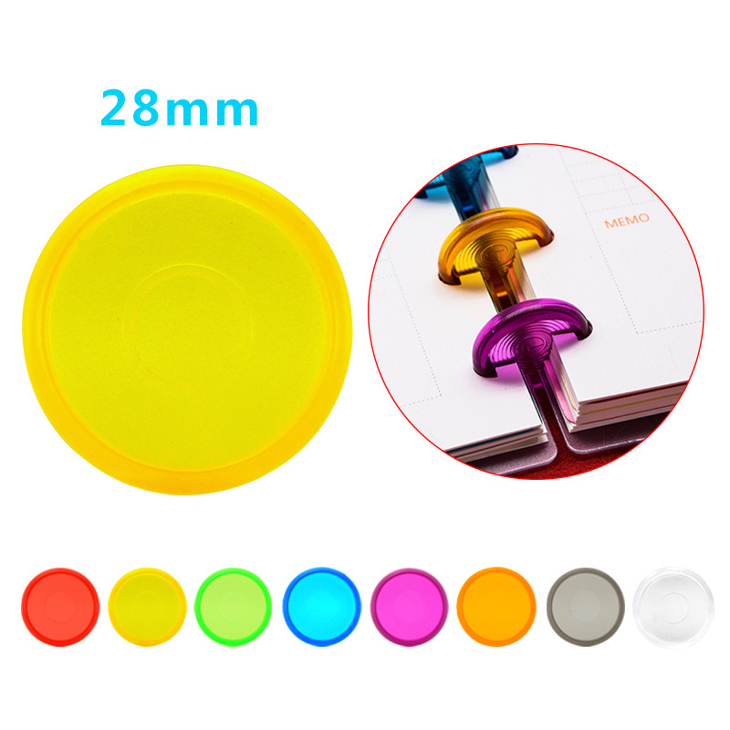 24PCS Binding Disc Buckle 18/24/28MM Candy Color Mushroom Hole Binding Disc Plastic DIY 360 Degree DIY Office Supplies