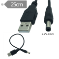 1pcs USB 2.0 Type A Male to DC 5.5 mm/2.1 mm 5 Volt DC Power Supply Socket Charging Adapter Connector Cable 25cm 1m 2m