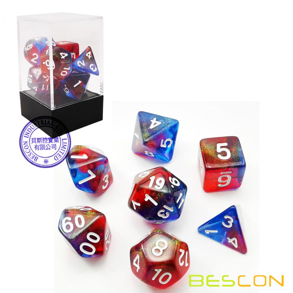 Bescon New Moonstone Dice Valor Stone, Polyhedral Dice Set of 7