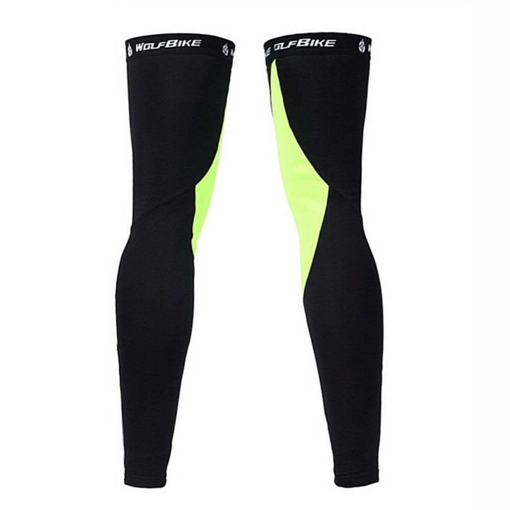 Black/Green Leg Warmers Cycilng Riding Equipment Men Women Fleece Leg Sleeves for Bike Bicycle MTB Outdoor Sports Knee Sleeves