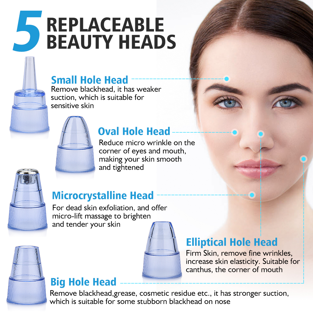 Acne Pimple Removal Vacuum Suction Face Clean Pore Vacuum Blackhead Remover Skin Care Facial Diamond Dermabrasion Tool Machine