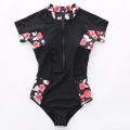 Riseado Sport One Piece Swimsuit 2021 Swimwear Women Short-sleeved Bathing Suit Floral Print Swimming Suit Rash Guards Beachwear